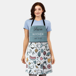 Früchte und Katzen Schürze