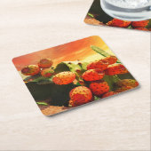 Früchte und roter Himmel Rechteckiger Pappuntersetzer (angewinkelt)