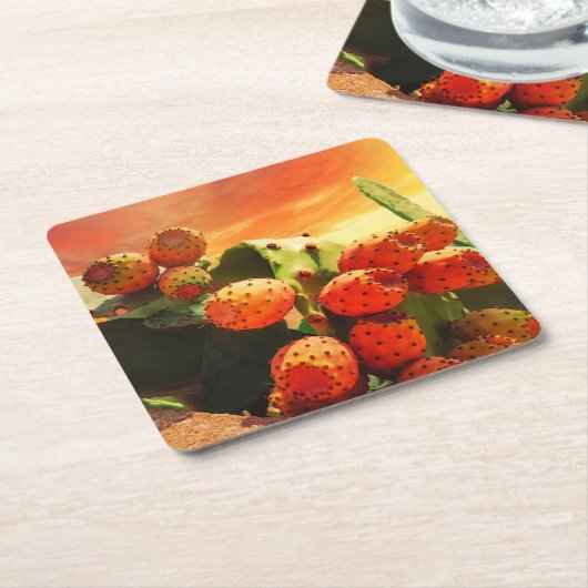 Früchte und roter Himmel Rechteckiger Pappuntersetzer (angewinkelt)