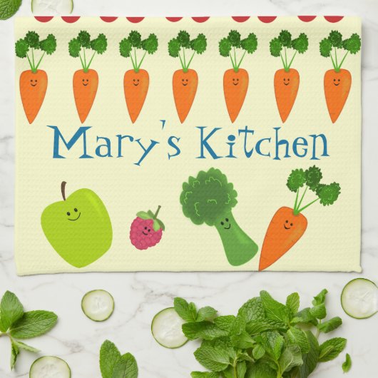 Früchte und Veggies personalisiert Handtuch (Gefaltet)