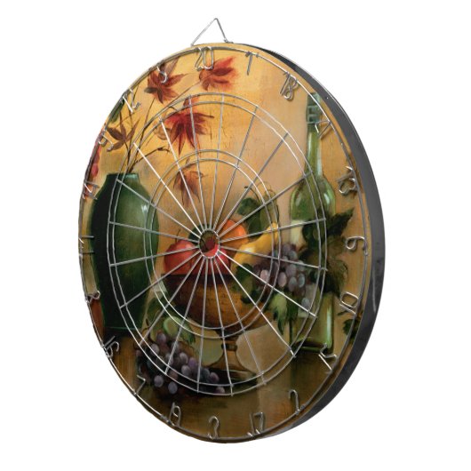 Früchte und Wein mit Herbst-Farben Dartscheibe (Vorderseite rechts)