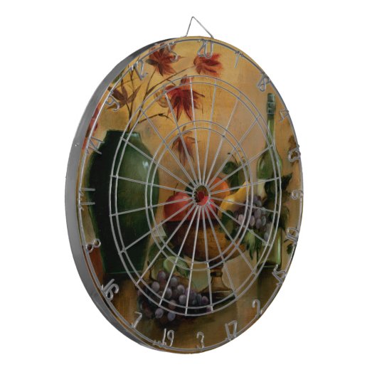 Früchte und Wein mit Herbst-Farben Dartscheibe (Vorderseite Links)