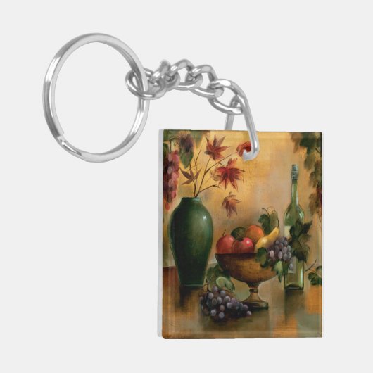 Früchte und Wein mit Herbst-Farben Schlüsselanhänger (Vorderseite links)