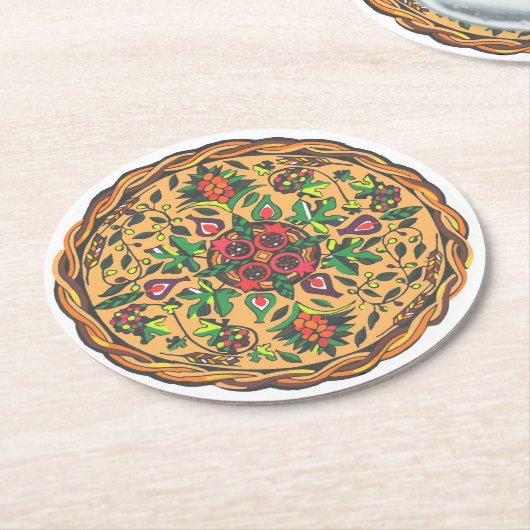 Früchte von Israel-Untersetzer Runder Pappuntersetzer (Angewinkelt)