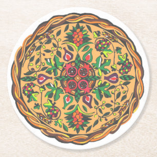 Früchte von Israel-Untersetzer Runder Pappuntersetzer