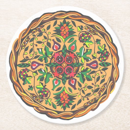Früchte von Israel-Untersetzer Runder Pappuntersetzer (Vorderseite)
