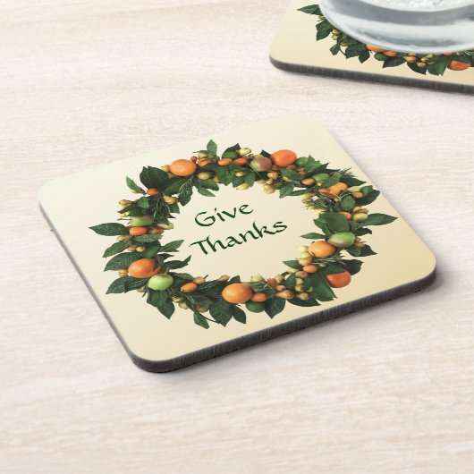 Früchte Wreath Erntedank-Korken-Untersetzer Untersetzer (Linke Seite)