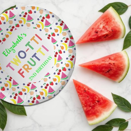 Früchte Zwei-tti Frutti 2. Geburtstag Pappteller