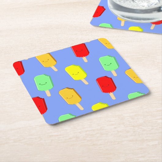 Fruchteis-Pop-Muster Rechteckiger Pappuntersetzer (angewinkelt)