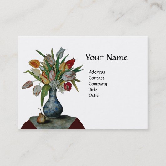 FRUCHTEN DER SAISON - FARBIGE TULIPS-MONOGRAMM wei Visitenkarte (Vorderseite)