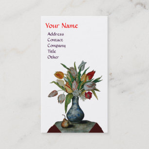 FRUCHTEN DER SAISON - FARBIGE TULIPS-MONOGRAMM wei Visitenkarte