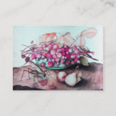 FRUCHTEN/STRAWBERRIES, PEARS Fuchsia Blue Visitenkarte (Rückseite)