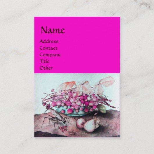 FRUCHTEN/STRAWBERRIES, PEARS Fuchsia Blue Visitenkarte (Vorderseite)