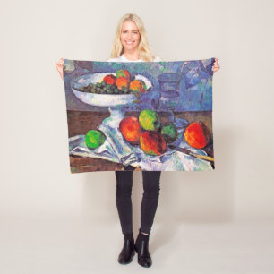 Früchteschale, Glas und Äpfel, Cezanne Fleecedecke