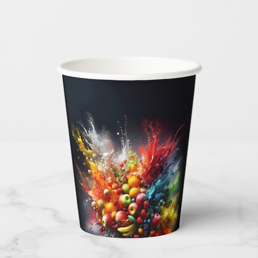 Fruchtexplosion Pappbecher (Rückseite)