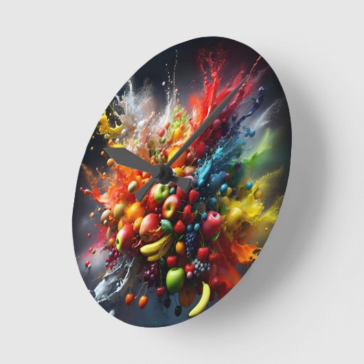 Fruchtexplosion Runde Wanduhr (Winkel)