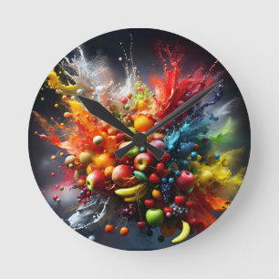Fruchtexplosion Runde Wanduhr