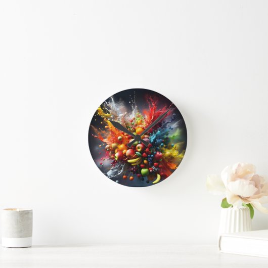 Fruchtexplosion Runde Wanduhr (Zuhause)
