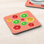 Fruchtfarbene Fruchtmuster Getränkeuntersetzer (Linke Seite)