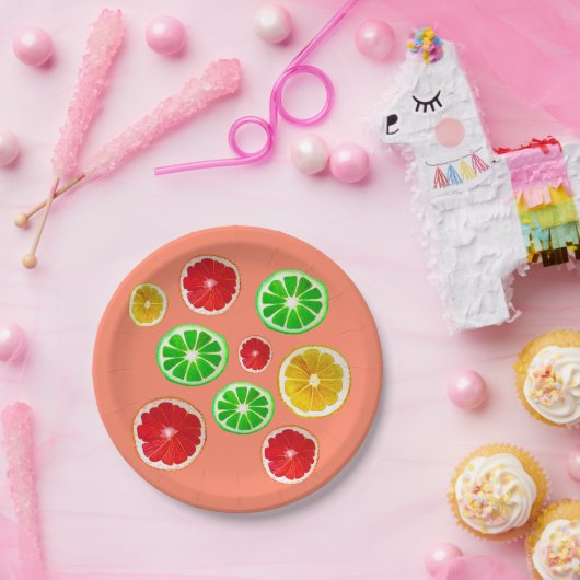 Fruchtfarbene Fruchtmuster Pappteller (Party)