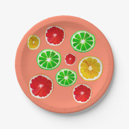 Fruchtfarbene Fruchtmuster Pappteller