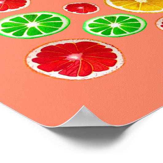 Fruchtfarbene Fruchtmuster Poster (Ecke)