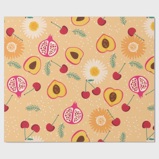 Fruchtflorkirsche Granatpfirsichblüte Geschenkpapier (Flach)