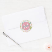 Fruchtgarten-Blumenmonogramm Runder Aufkleber (Umschlag)