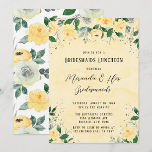 Fruchtgelbe Wasserfarbe Peony Bridesmais Mittagess Einladung