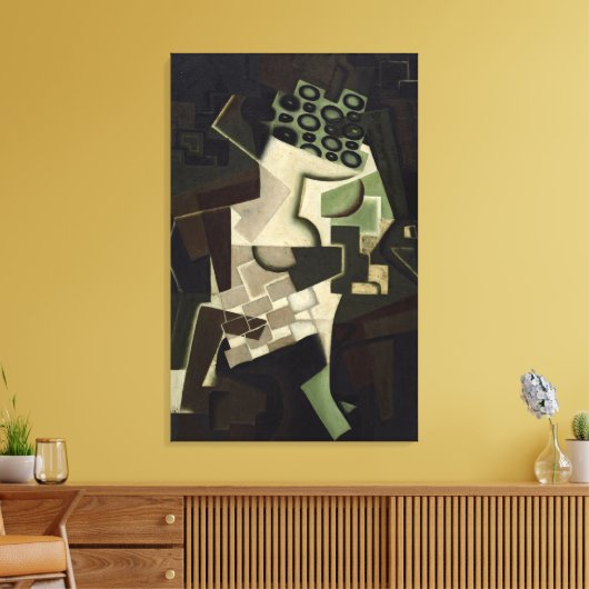 Fruchtgeschirr auf karierten Tischdecken Leinwanddruck (Insitu (Wohnzimmer))