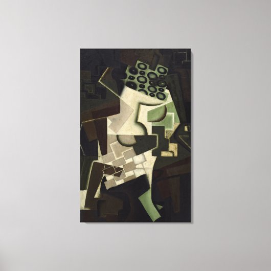 Fruchtgeschirr auf karierten Tischdecken Leinwanddruck (Vorderseite)