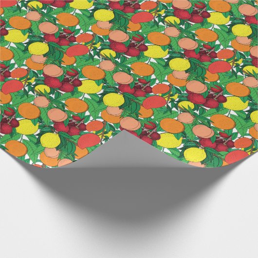 Fruchthandgezeichnetes Muster Geschenkpapier (Ecke)