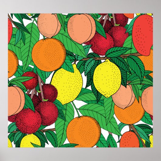 Fruchthandgezeichnetes Muster Poster (Vorne)