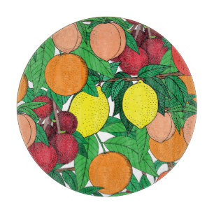 Fruchthandgezeichnetes Muster Schneidebrett