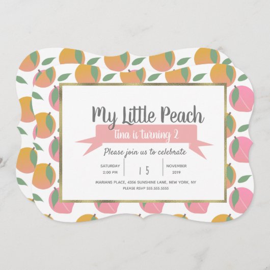 Fruchtig Klein Peach Orange Tutti Frucht Einladung (Vorne/Hinten)