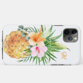 Fruchtige Ananas und Hibiskus mit Monogramm Case-Mate iPhone Hülle (Rückseite (Horizontal))