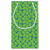 Fruchtige grüne Grenzen auf blauem Hintergrund, um Kleine Geschenktüte (Rückseite)