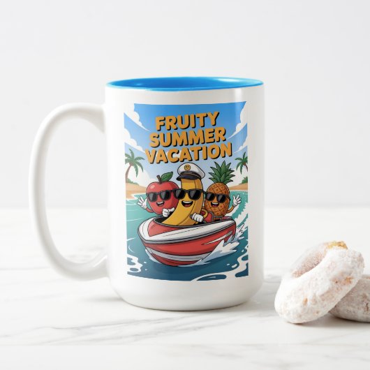 Fruchtige Sommerferien Zweifarbige Tasse (Mit Donut)
