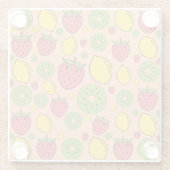 Fruchtige Tapete: Erdbeeren, Zitronen, Kiwis. Glasuntersetzer (Rückseite)