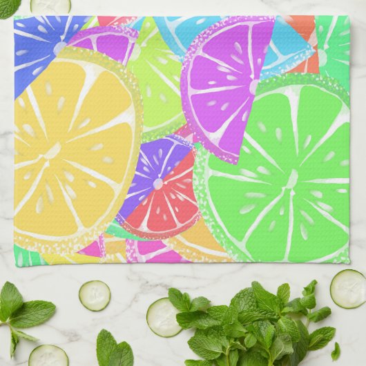 Fruchtige Tutti farbige Fruchtscheiben Geschirrtuch (Gefaltet)