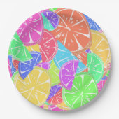 Fruchtige Tutti farbige Fruchtscheiben Pappteller (Vorderseite)