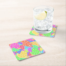 Fruchtige Tutti farbige Fruchtscheiben Rechteckiger Pappuntersetzer