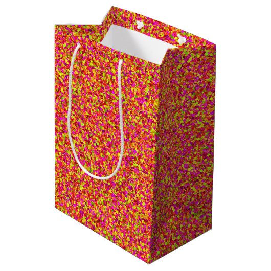 Fruchtiger Glitzer Dots-GIFT BAG Mittlere Geschenktüte (Rückseite Schrägansicht)