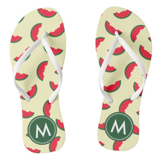 Fruchtiger Sommer-rotes Wassermelone-Monogramm Badesandalen (Fußbett)