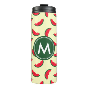 Fruchtiger Sommer-rotes Wassermelone-Monogramm Thermosbecher