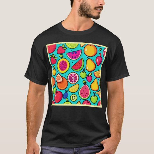 Fruchtiges Delight Pattern T-Shirt (Vorderseite)