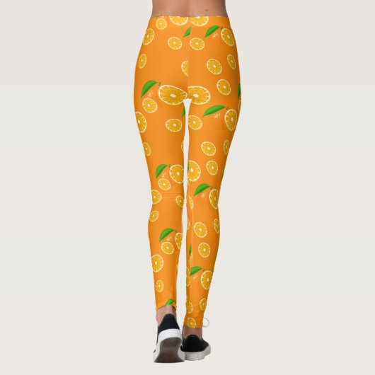 Fruchtiges Orange Design Muster Leggings (Rückseite)