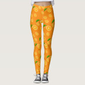 Fruchtiges Orange Design Muster Leggings (Vorderseite)