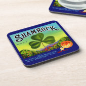 Fruchtkastenlabel Kleeblatt Navel Orange aus den 3 Getränkeuntersetzer (Linke Seite)