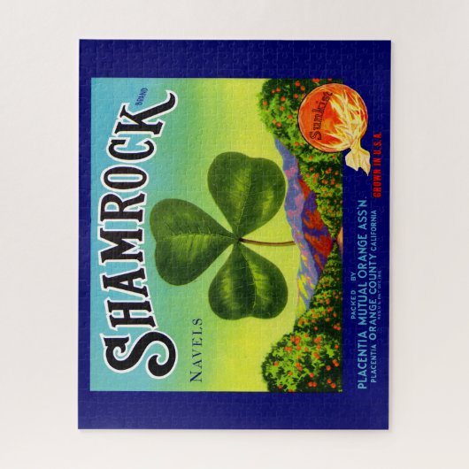 Fruchtkastenlabel Kleeblatt Navel Orange aus den 3 Puzzle (Vertikal)